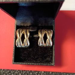 Pretty Yellow Gold Plated Pierced Earrings 