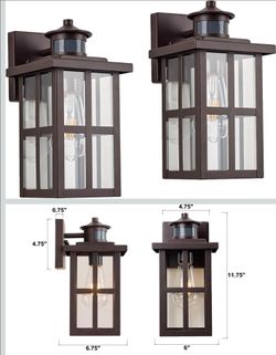 Bronze Motion Sensor Outdoor Wall Light 2 Pack, 11.75" Dusk to Dawn Exterior