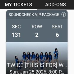 Twixce Concert Tickets For 1.25 Sunday 2 Vip Tickets With Soundcheck.