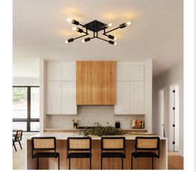 Black Sputnik Semi-Flush Ceiling Light Fixture