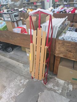 54" Kids wooden snow sled runners steering bar steering snow slider