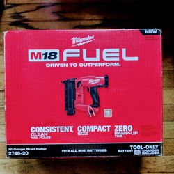 Milwaukee M18 Fuel Brushless Cordless 18 Gauge Brad Nailer. $230