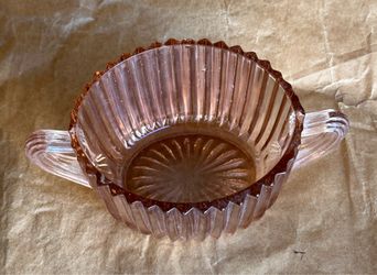antique anchor hocking depression glass sugar bowl