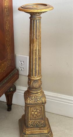 Tall Gold Ornate Pillar Candleholder