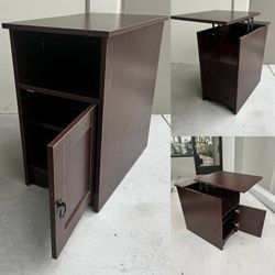 New In Box 14x23x24 Inch Tall Sturdy Bedside Table Nightstand Rising Table Top Cabinet Dark Brown Furniture 