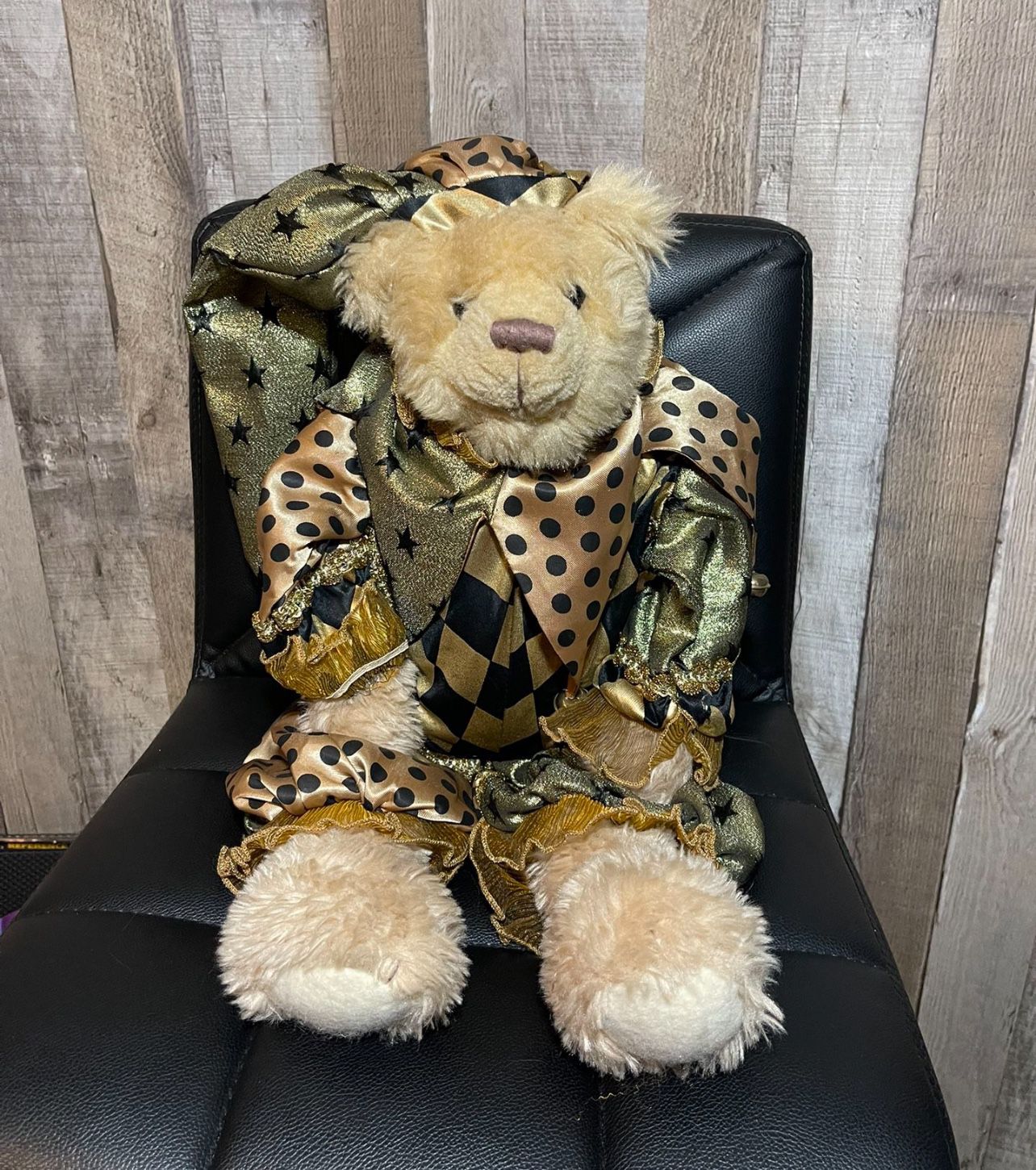 Vintage Jester Teddy Bear 24” Plush Stuffed Animal Decorative 