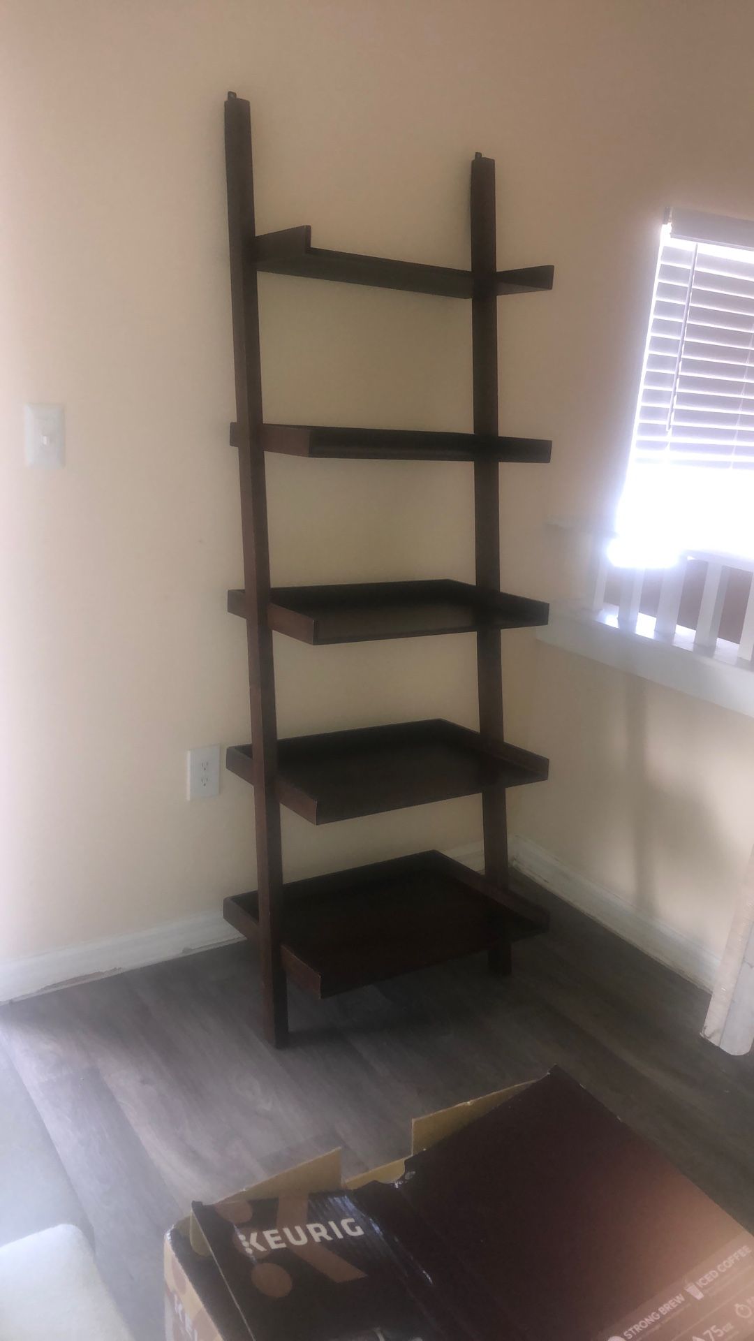 BOOKSHELF/75.5 Inches/Espresso Wood Ladder / 5 Tiers/ Brown/ Great Conditions