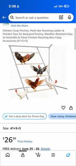 Chicken Coop Perches, Multi-Bar Roosting Ladder & Chicken Toys for Backyard Poultry, Weather-Resistant Easy to Assemble & Clean Chicken Roosting Bars 