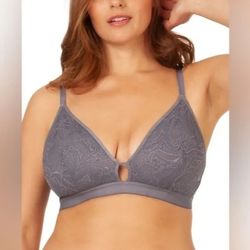 NWT LIVELY Palm Lace Busty Bralette in Smoke Gray 1 34DD 34 DD