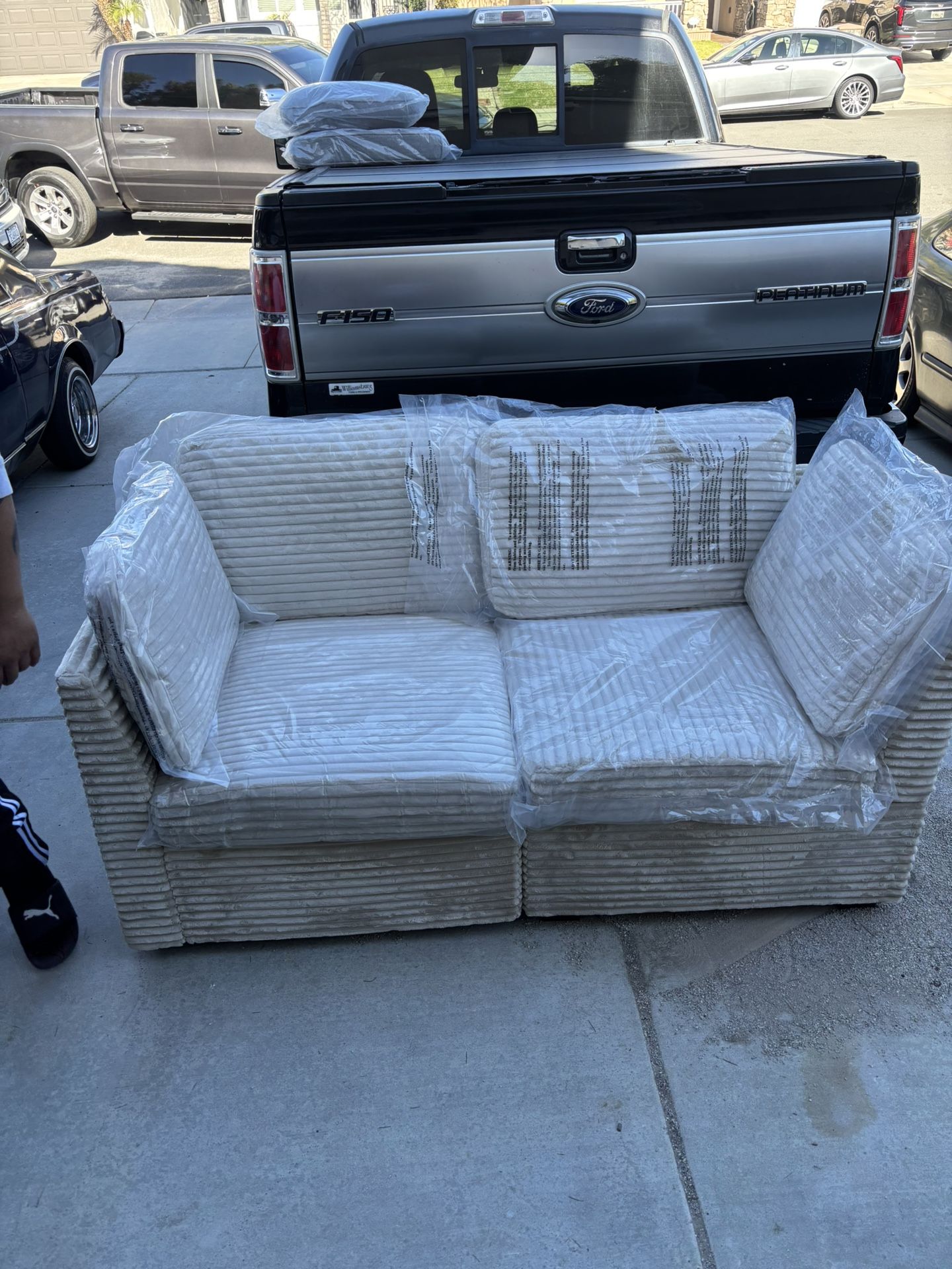 Beige Loveseat Living room Couch Bedroom Bedside Sofa Super Soft