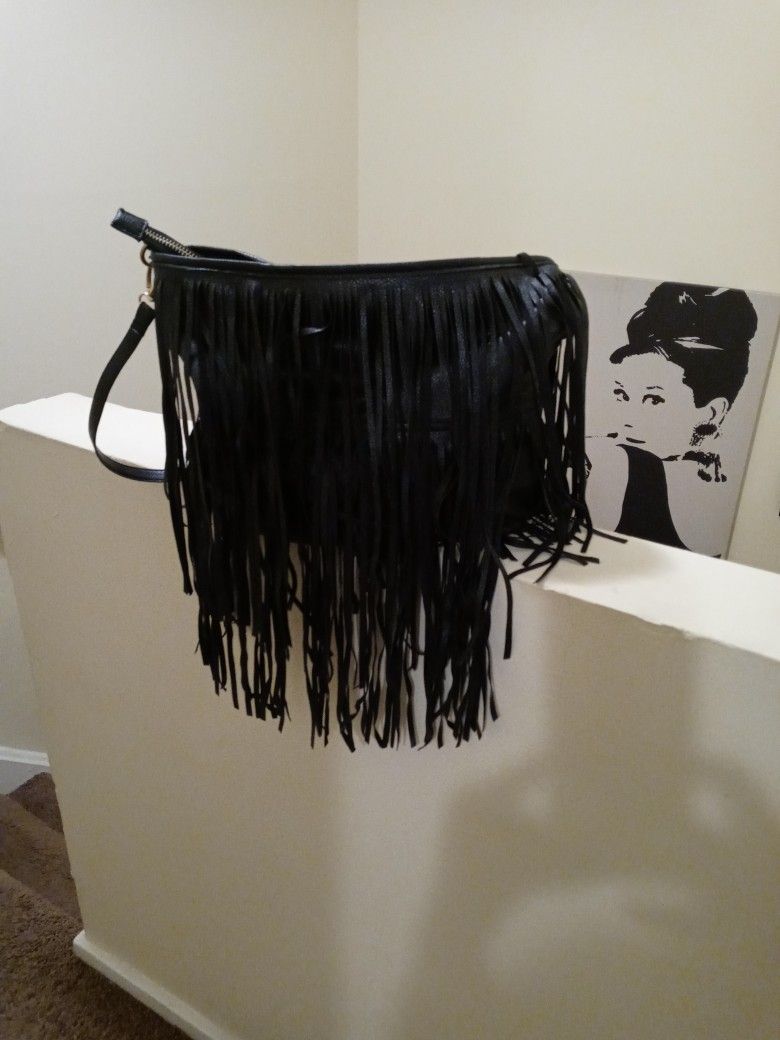 Black Fringe Purse