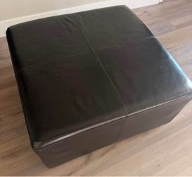 Large Dark Brown Leather Ottoman / Coffee Table