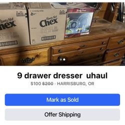 9 Drawer Dresser 6ft By 2 in a Half