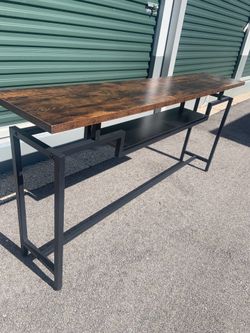 Rustic Wood Console Table with Black Metal Frame
