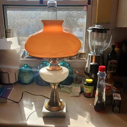 BEAUTIFUL VINTAGE  GLASS AND  MARBLE  Table LAMP  VERY Nice  