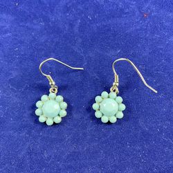 Mint Green and Silver Dangle Earrings