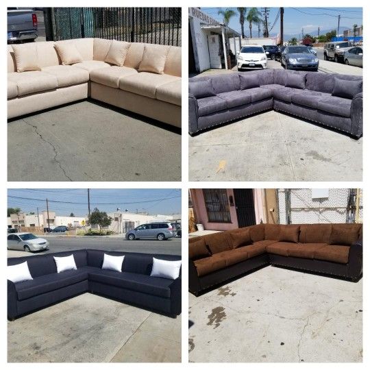 BRAND NEW 9x9ft SECTIONAL COUCHES. CREAM  CHARCOAL, Black,  Chocolate  Microfiber COMBO SECTIONAL  SOFA  2pc