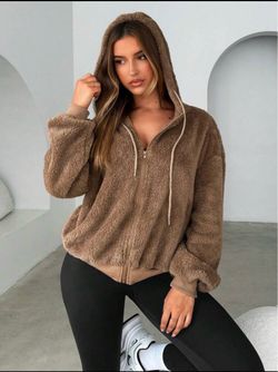 Brown Sherpa Zip-Up Hoodie