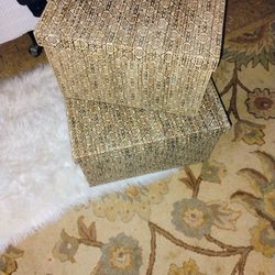 2 Decorative Fabric Covered Storage Boxes Pickup Only Cash 