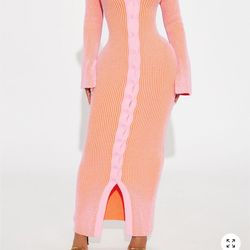 pink/orange sweater maxi dress