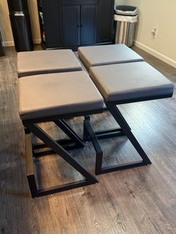 Set of 4 Modern Counter Height Stools – 26”  Black & Gray
