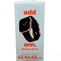 onn. Silicone Band for 42/44/45mm/Ultra/Ultra 2 (49mm) Apple Watch®, Black