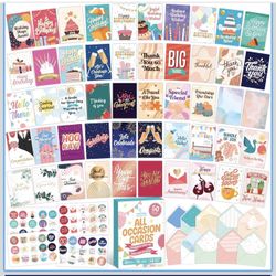 50 Pack All Occasion Cards Box 5x7 w/ Envelopes & Stickers