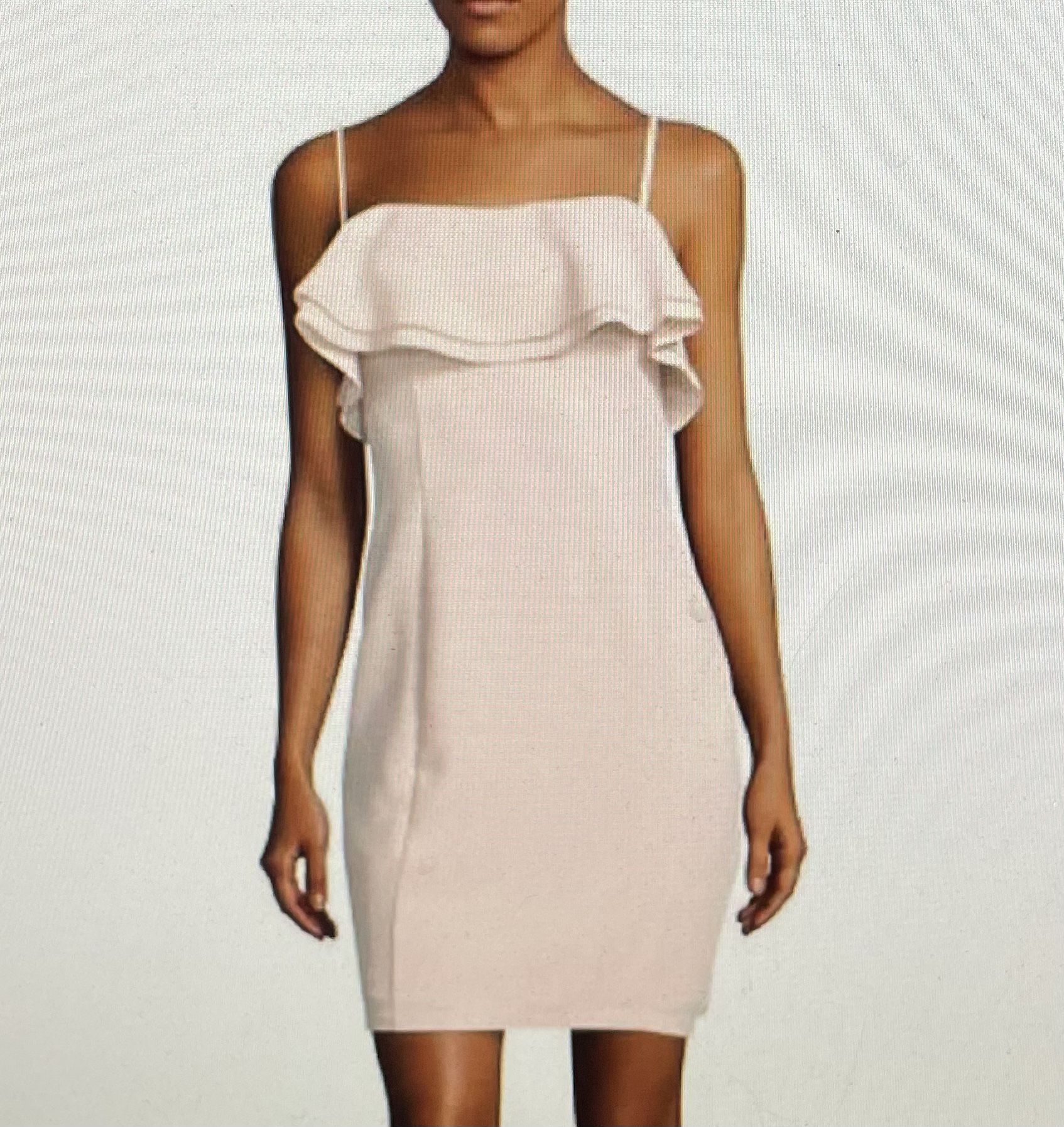 Karl Lagerfeld Paris Blush Pink Bodycon Ruffle Spaghetti Straps Dress, size 2