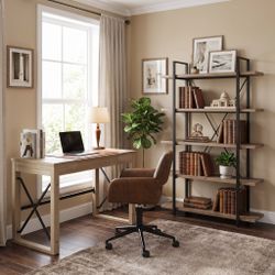 Homy Casa TULIP+ROSS+LACK 3PC Furniture Set Computer Desk Office Chair and 5-Tier Shelf Open Box