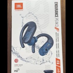 Brand new JBL Endurance Peak 3 Bluetooth Wireless Earbuds Noise Cancelling Sports Blue 