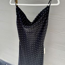 New Black Polka Dot Dress Size S Elegant