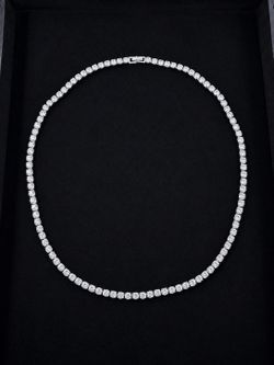 5mm CZ Tennis Necklace Rhodium Plated | Iced Out Silver Tone Chain