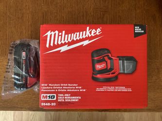 Milwaukee M18 Cordless 18V 5” Random Orbit Sander With M18 CP 2.0 Battery.  Brand NEW.