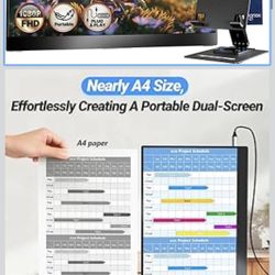 Ingnok Portable Monitor, Ultra Slim 15.6 Inch FHD IPS Laptop Screen Extender with Adjustable Stand, USB C Compatible, Ideal for Travel and Office