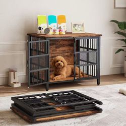 31.5" Foldable Dog Crate Furniture, Heavy Duty Dog Cage for Small Medium Dogs