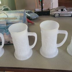 Vintage Milk Glass Mugs