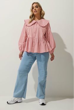 Gingham Blouse Top