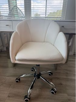 White leather desk chair