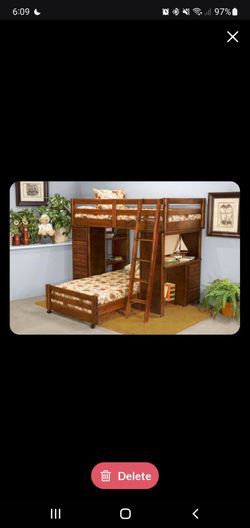 Wood Loft Bunk Bed with Desk and Dresser
