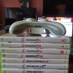 XBOX 360 CONTROLLER AND FUTBOL-FOOTBALL GAMES BUNDLE $100 FINAL PRICE 