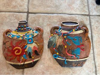 Colorful Native American Inspired Wall Plaques Set of 2