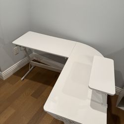 white gaming desk L shape 