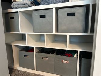 Multi-Compartment Cube Storage Shelf and Set of 7 Fabric Bins