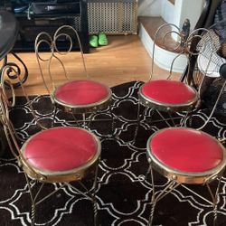 4 Antique Twisted Wire Chairs Coppertone Finish