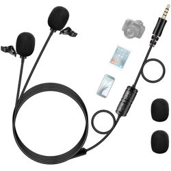 Microphone Professional for iPhone Lavalier Lapel Omnidirectional Condenser Mic Phone Audio Video Recording Lavalier Mic for YouTube, Interview, Confe