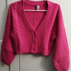 Divided Pink Cropped Cardigan