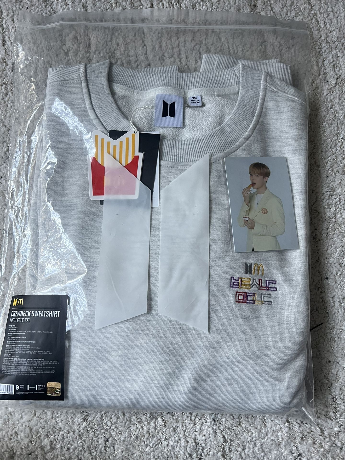 bts mcdonalds crewneck sweatshirt grey XXL