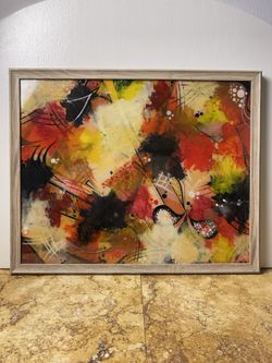 Set of 2 Handmade Custom Painting with Frame and Glass 