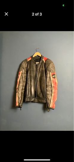 Rare Authentic Vintage Triumph Leather Motorcycle Jacket – British Union Jack Patch - Racing Stripes (US 42 / EU 52)