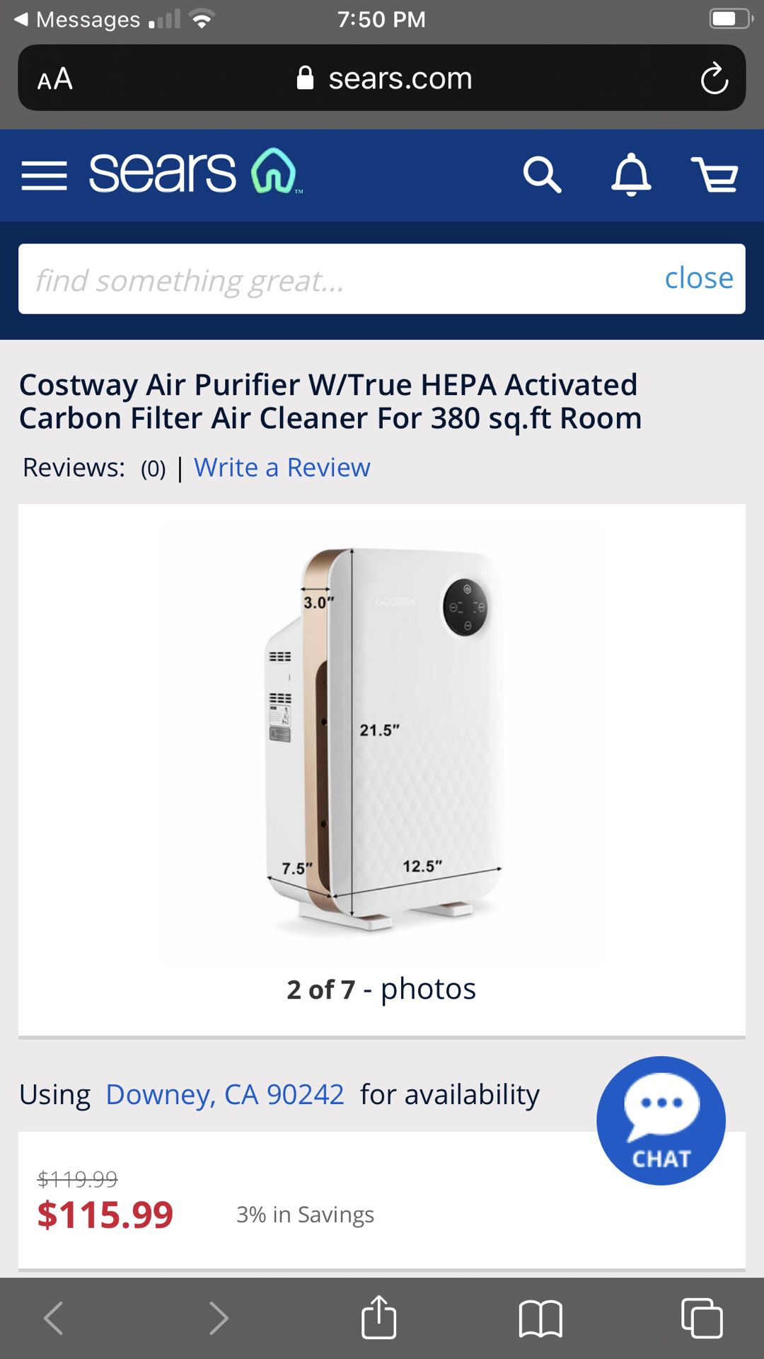 Costway Air Purifier W/True Hepa Activated